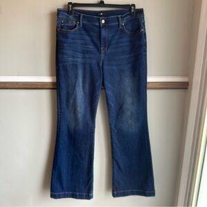 7 For All Mankind High Rise Dojo Wide Leg Flare Dark Wash